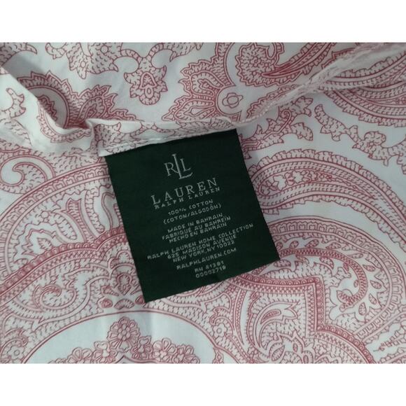 Ralph Lauren RLL Red White Paisley Medallion King Sheet Set Cotton Flaw - Picture 12 of 12